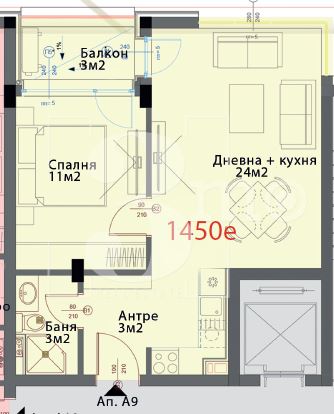 Продава двустаен апартамент в нова сграда, кв. Модерно предградие - 0