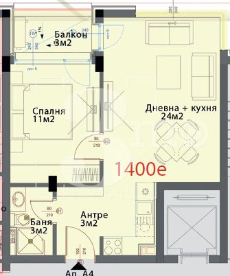 Продава двустаен апартамент в нова сграда, кв. Модерно предградие - 0
