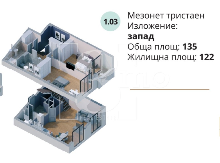 3mo Амалтея продава мезонет с две спални, голяма дневна и прилежащ двор в затворен комплекс, гр. Банкя - 0