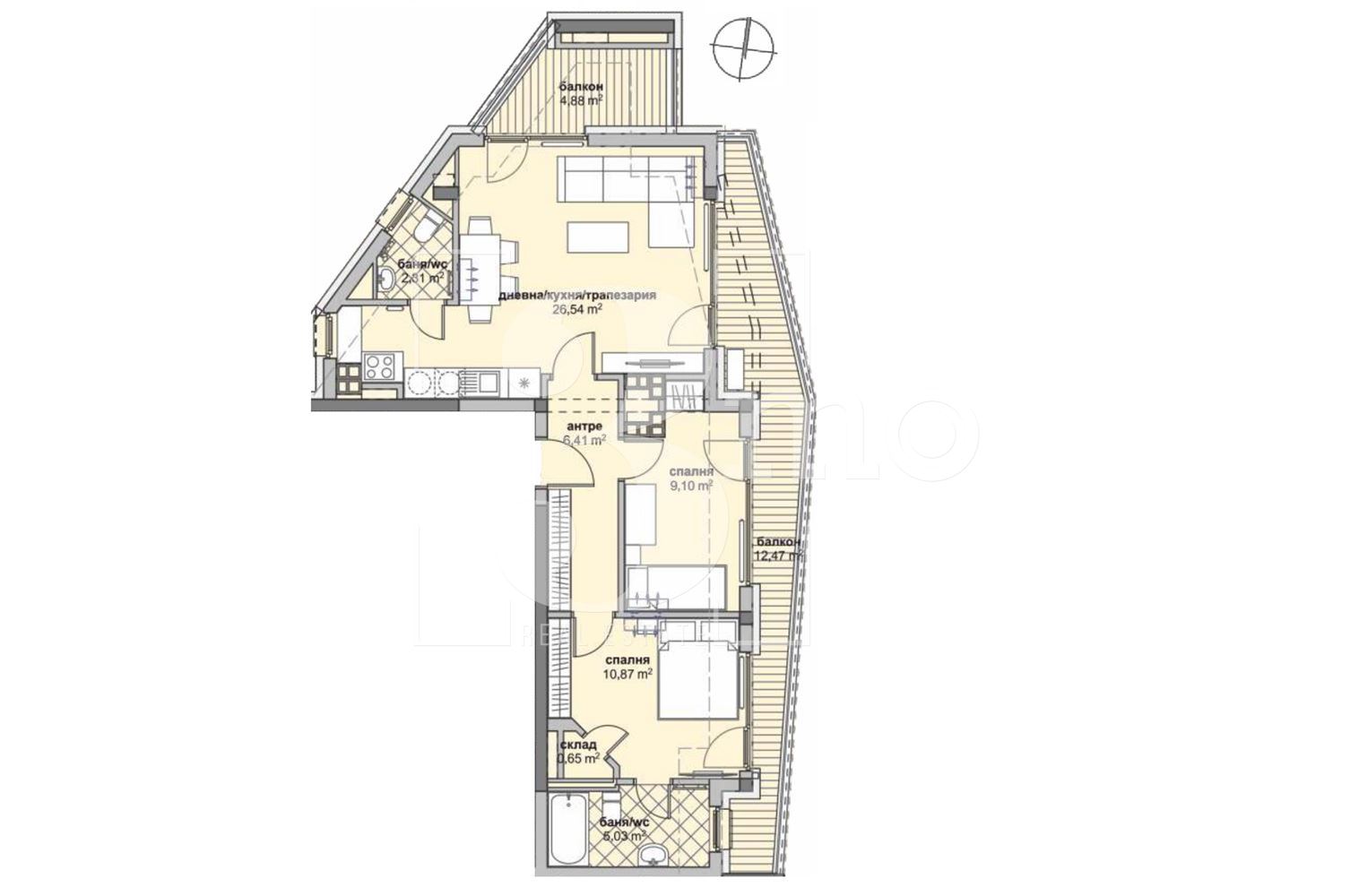 Тристаен неперходен апартамент с панорамна гледка в ж.к. Люлин, град София - 0