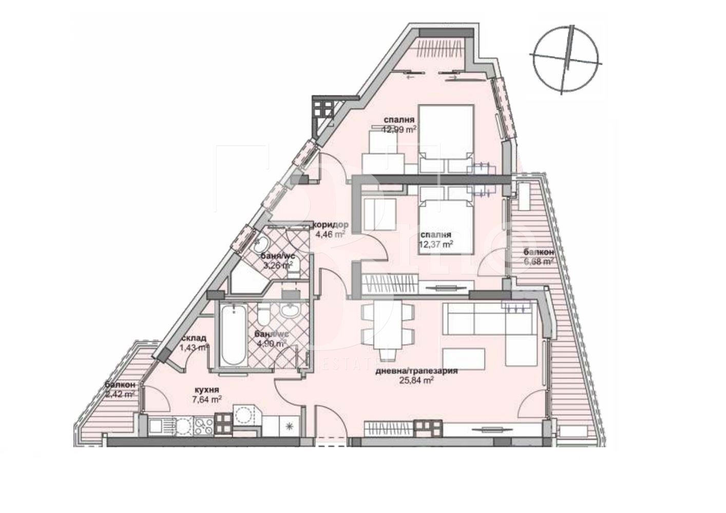 3mo Амалтея има удоволствието да Ви предложи тристаен апартамент с отделна кухня в ж.к. Люлин, град София - 0