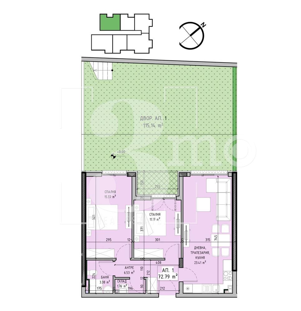 3mo Амалтея предлага тристаен апартамент с двор в новостроящ се комплекс в ж.к. Малинова долина - 0