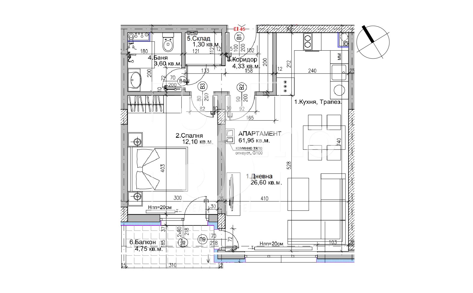 Южен двустаен апартамнет пред АКТ 16 в ж.к. Люлин, град София - 0