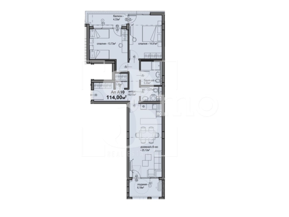 3mo Амалтея предлага тристаен непреходен апартамент в нова сграда в ж.к. Люлин, град София - 0